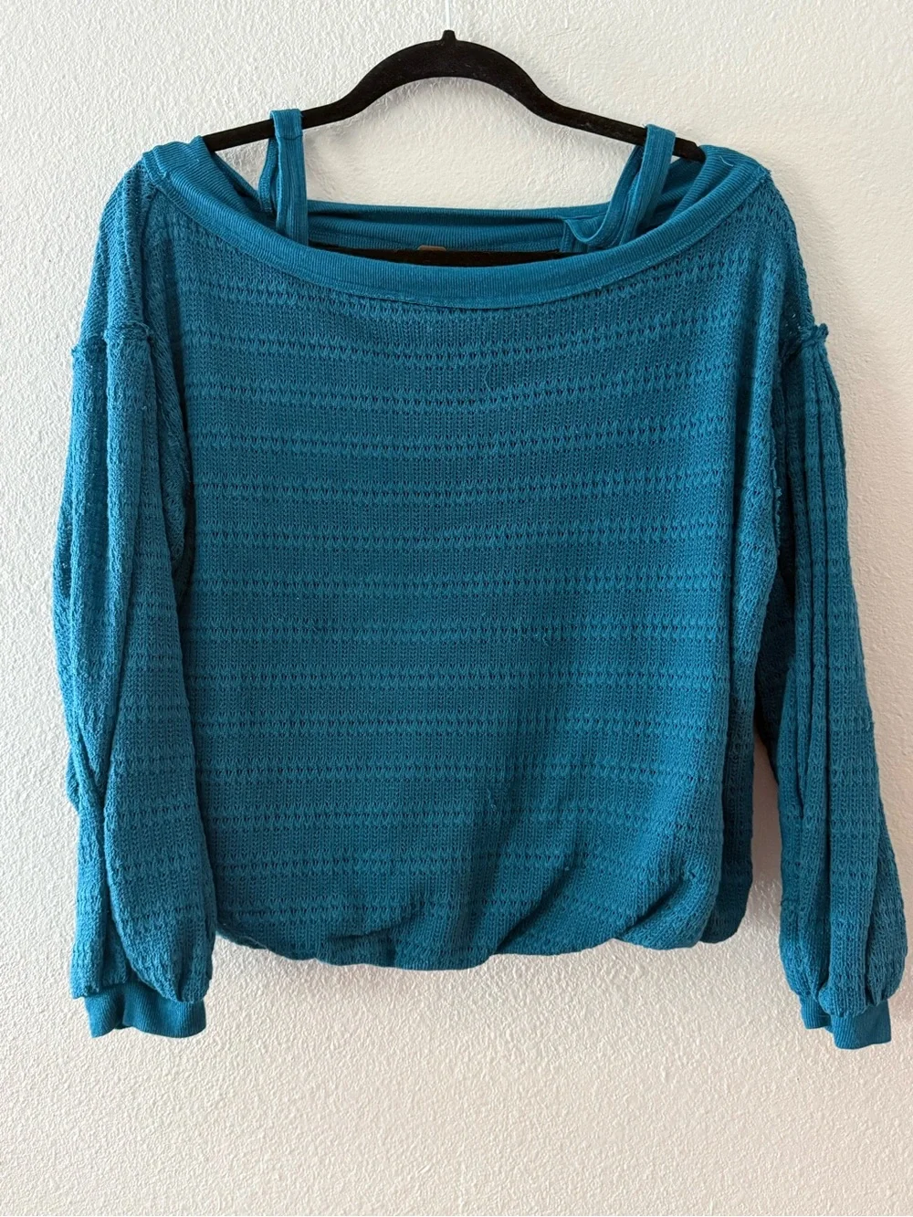 Free People Sistine Hacci Off Shoulder Teal Top Small